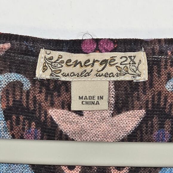 Sugar Skull Cat Shirt By Energe World Wear. Size 2X - Picture 6 of 9